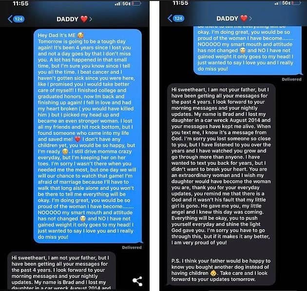 Filha que continuou a mandar mensagem pelo celular para o pai, mesmo depois dele ter falecido, recebe resposta incrível Mulher Mandava Mensagens2