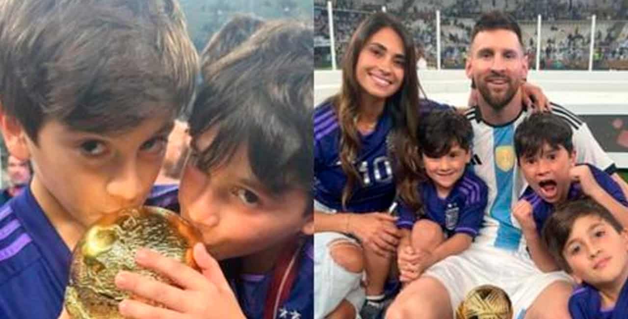 As Crianças Surgiram Beijando A Taça Da Copa Do Mundo, E O Casal Apareceu Muito Sorridente