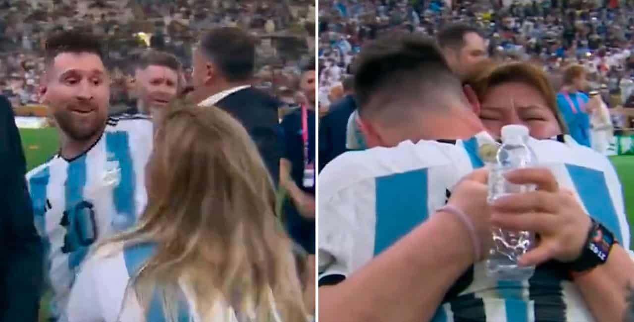 Logo Após Acrescentar Ao Currículo A Vitória Em Uma Copa Do Mundo Pela Seleção Argentina, Lionel Messi Surgiu Abraçando Uma Mulher Emocionada Em Campo.
