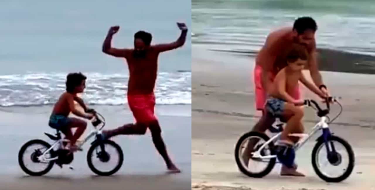Vídeo De Pai Ensinando Filho A Andar De Bicicleta Viraliza Após Reação Emocionante Dos Dois
