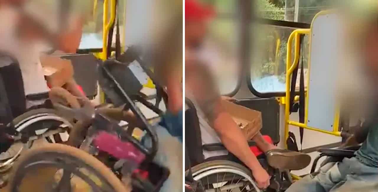 Os Cadeirantes, Que Aparentemente Já Se Conheciam, Brigaram Dentro Do Ônibus, E Um Deles Chegou A Puxar A Cadeira Do Outro Para Cair.