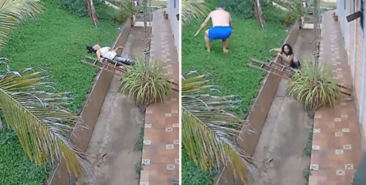 Mulher Cai Do Telhado E Marido Pula Pra Salvar