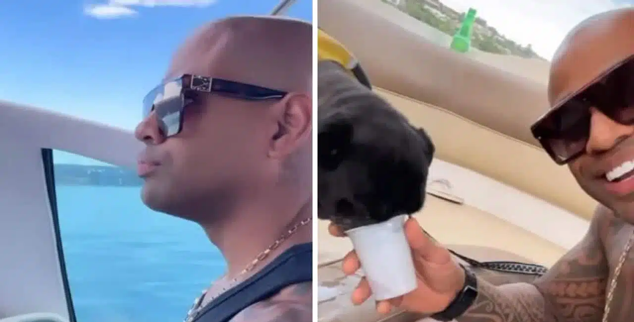 Cezar Black Mostrou Cliques De Seu Domingo No Instagram, Como A Ida Até A Lancha E Momentos Fofos Do Cãozinho.