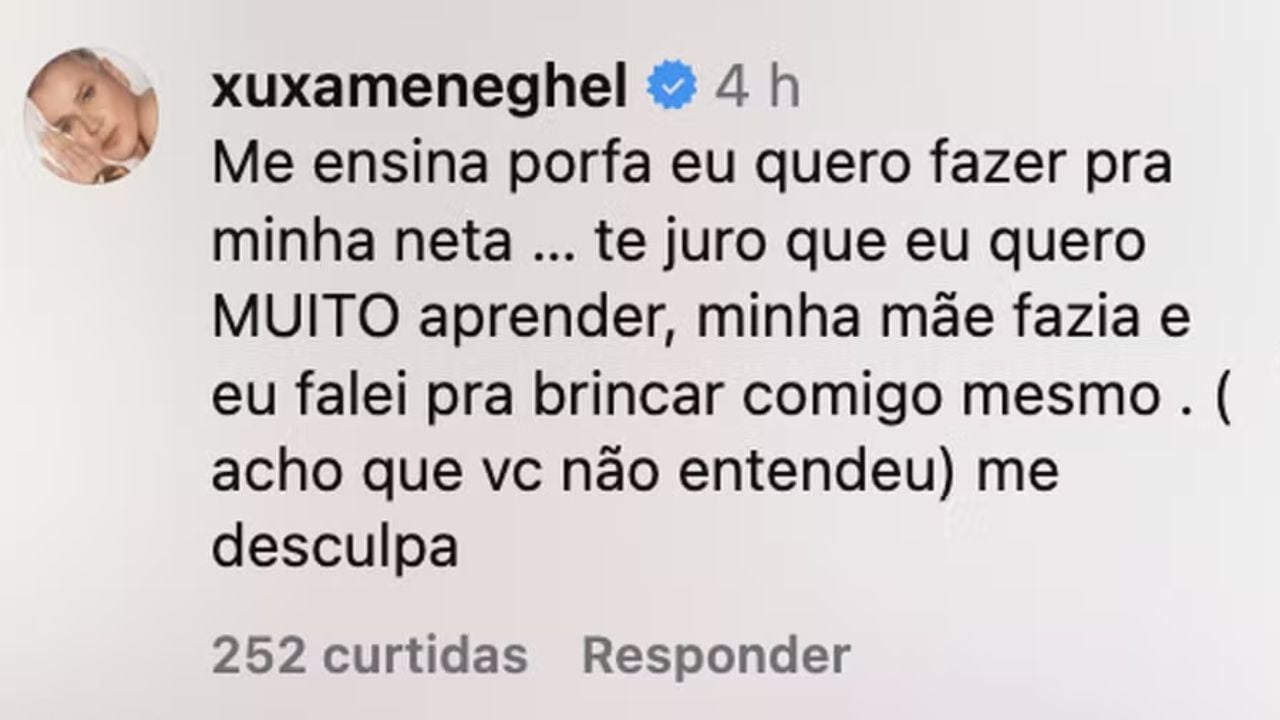 “Me ensina, por favor”: Xuxa se explica após crocheteira de 69 anos rebater comentário feito durante show
