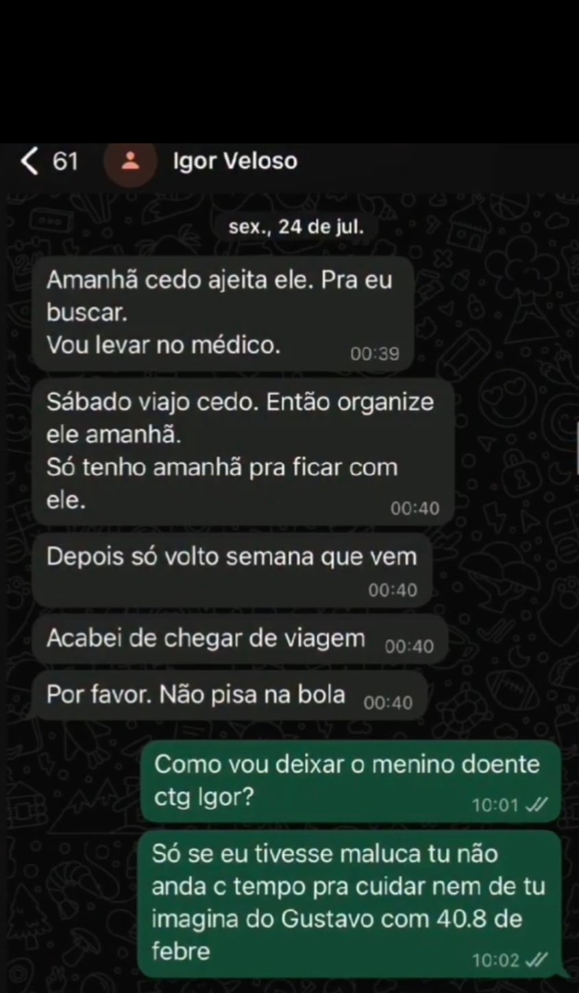 Prints Expõem Pressão Enfrentada Pela Mãe De Gustavo Antes Da Tragédia