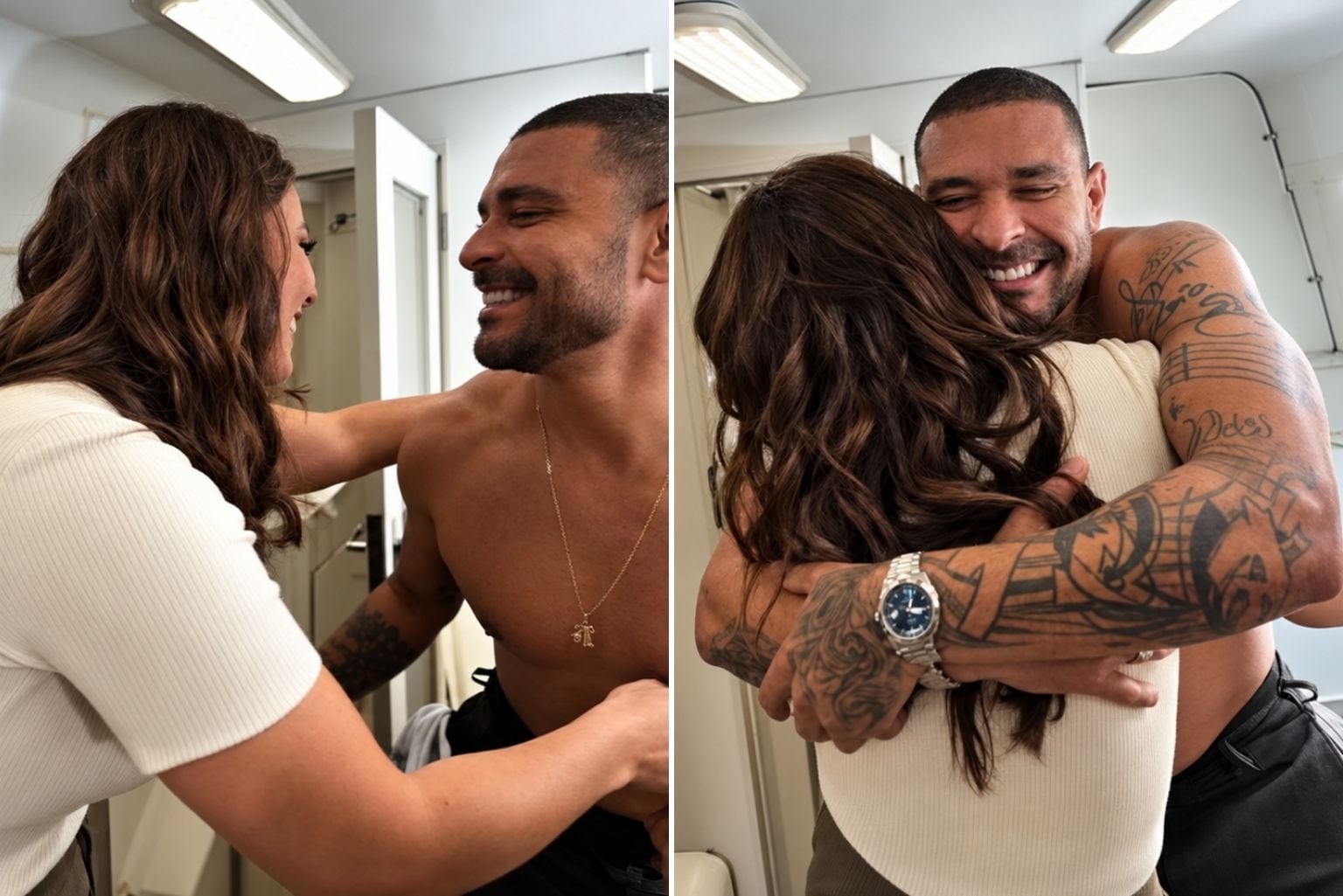 Reencontro De Paolla Oliveira E Diogo Nogueira É Marcado Por Abraço Apertado, Risadas E Troca De Olhares; Veja